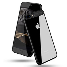 Silikon Hülle Handyhülle Rahmen Schutzhülle Durchsichtig Transparent Spiegel 360 Grad T02 für Apple iPhone 7 Plus Schwarz