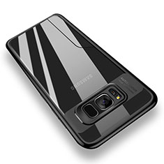 Silikon Hülle Handyhülle Rahmen Schutzhülle Durchsichtig Transparent Spiegel 360 Grad T02 für Samsung Galaxy S8 Schwarz