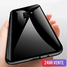 Silikon Hülle Handyhülle Rahmen Schutzhülle Durchsichtig Transparent Spiegel 360 Grad T03 für Samsung Galaxy A9 Star Lite Schwarz