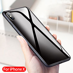 Silikon Hülle Handyhülle Rahmen Schutzhülle Durchsichtig Transparent Spiegel 360 Grad T04 für Apple iPhone Xs Schwarz