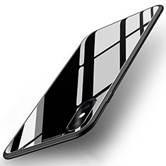 Silikon Hülle Handyhülle Rahmen Schutzhülle Durchsichtig Transparent Spiegel 360 Grad T07 für Apple iPhone Xs Schwarz