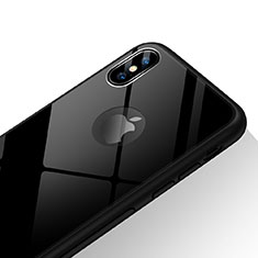 Silikon Hülle Handyhülle Rahmen Schutzhülle Durchsichtig Transparent Spiegel 360 Grad T15 für Apple iPhone X Schwarz