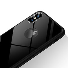 Silikon Hülle Handyhülle Rahmen Schutzhülle Durchsichtig Transparent Spiegel 360 Grad T15 für Apple iPhone Xs Max Schwarz