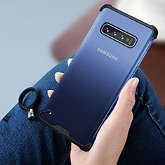 Silikon Hülle Handyhülle Rahmen Schutzhülle Durchsichtig Transparent Spiegel für Samsung Galaxy S10 Blau