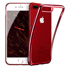 Silikon Hülle Handyhülle Rahmen Schutzhülle Durchsichtig Transparent T01 für Apple iPhone 7 Plus Rot