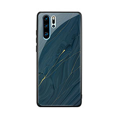 Silikon Hülle Handyhülle Rahmen Schutzhülle Spiegel Modisch Muster K01 für Huawei P30 Pro Blau