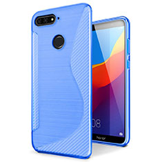 Silikon Hülle Handyhülle S-Line Schutzhülle Tasche Durchsichtig Transparent für Huawei Y6 (2018) Blau