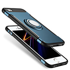 Silikon Hülle Handyhülle Schutzhülle mit Fingerring Ständer Durchsichtig Transparent Matt für Apple iPhone 5S Blau