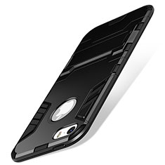 Silikon Hülle Handyhülle Stand Schutzhülle Durchsichtig Transparent Matt für Apple iPhone SE Schwarz