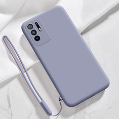 Silikon Hülle Handyhülle Ultra Dünn Flexible Schutzhülle 360 Grad Ganzkörper Tasche für Oppo F19 Pro+ Plus 5G Lavendel Grau