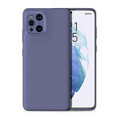 Silikon Hülle Handyhülle Ultra Dünn Flexible Schutzhülle 360 Grad Ganzkörper Tasche für Oppo Find X3 Pro 5G Lavendel Grau