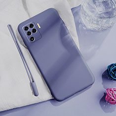 Silikon Hülle Handyhülle Ultra Dünn Flexible Schutzhülle 360 Grad Ganzkörper Tasche für Oppo Reno5 Lite Lavendel Grau