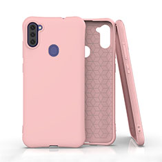 Silikon Hülle Handyhülle Ultra Dünn Flexible Schutzhülle 360 Grad Ganzkörper Tasche für Samsung Galaxy A11 Rosa