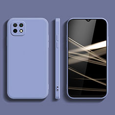 Silikon Hülle Handyhülle Ultra Dünn Flexible Schutzhülle 360 Grad Ganzkörper Tasche für Samsung Galaxy A22 5G Lavendel Grau