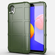 Silikon Hülle Handyhülle Ultra Dünn Flexible Schutzhülle 360 Grad Ganzkörper Tasche für Samsung Galaxy M01 Core Armee-Grün