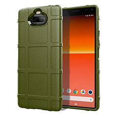 Silikon Hülle Handyhülle Ultra Dünn Flexible Schutzhülle 360 Grad Ganzkörper Tasche für Sony Xperia 8 Armee-Grün