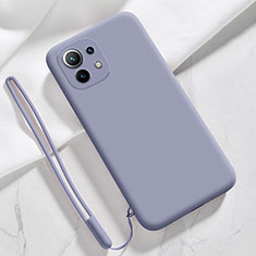 Silikon Hülle Handyhülle Ultra Dünn Flexible Schutzhülle 360 Grad Ganzkörper Tasche für Xiaomi Mi 11 Lite 4G Lavendel Grau