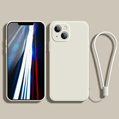 Silikon Hülle Handyhülle Ultra Dünn Flexible Schutzhülle 360 Grad Ganzkörper Tasche G02 für Apple iPhone 14 Weiß