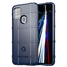 Silikon Hülle Handyhülle Ultra Dünn Flexible Schutzhülle 360 Grad Ganzkörper Tasche J01S für Samsung Galaxy A21s Blau