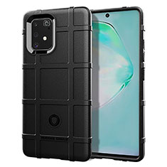 Silikon Hülle Handyhülle Ultra Dünn Flexible Schutzhülle 360 Grad Ganzkörper Tasche J01S für Samsung Galaxy A91 Schwarz