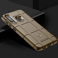 Silikon Hülle Handyhülle Ultra Dünn Flexible Schutzhülle 360 Grad Ganzkörper Tasche J02S für Samsung Galaxy A60 Braun