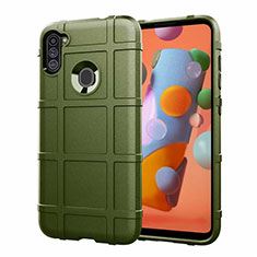 Silikon Hülle Handyhülle Ultra Dünn Flexible Schutzhülle 360 Grad Ganzkörper Tasche S01 für Samsung Galaxy M11 Armee-Grün