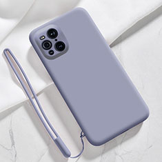 Silikon Hülle Handyhülle Ultra Dünn Flexible Schutzhülle 360 Grad Ganzkörper Tasche S02 für Oppo Find X3 5G Lavendel Grau