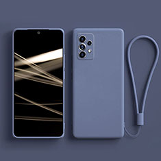 Silikon Hülle Handyhülle Ultra Dünn Flexible Schutzhülle 360 Grad Ganzkörper Tasche S02 für Samsung Galaxy A72 4G Lavendel Grau