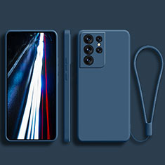 Silikon Hülle Handyhülle Ultra Dünn Flexible Schutzhülle 360 Grad Ganzkörper Tasche S02 für Samsung Galaxy S21 Ultra 5G Blau