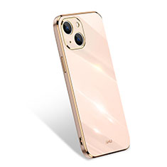 Silikon Hülle Handyhülle Ultra Dünn Flexible Schutzhülle 360 Grad Ganzkörper Tasche S03 für Apple iPhone 14 Plus Gold