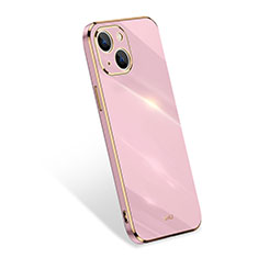 Silikon Hülle Handyhülle Ultra Dünn Flexible Schutzhülle 360 Grad Ganzkörper Tasche S03 für Apple iPhone 15 Rosegold