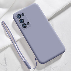 Silikon Hülle Handyhülle Ultra Dünn Flexible Schutzhülle 360 Grad Ganzkörper Tasche S03 für Oppo Reno6 Pro 5G Lavendel Grau