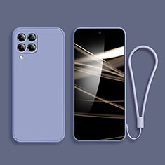 Silikon Hülle Handyhülle Ultra Dünn Flexible Schutzhülle 360 Grad Ganzkörper Tasche S03 für Samsung Galaxy F22 4G Lavendel Grau