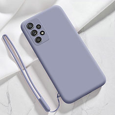 Silikon Hülle Handyhülle Ultra Dünn Flexible Schutzhülle 360 Grad Ganzkörper Tasche S04 für Samsung Galaxy A72 4G Lavendel Grau