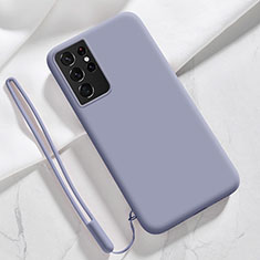 Silikon Hülle Handyhülle Ultra Dünn Flexible Schutzhülle 360 Grad Ganzkörper Tasche S05 für Samsung Galaxy S23 Ultra 5G Lavendel Grau