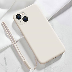 Silikon Hülle Handyhülle Ultra Dünn Flexible Schutzhülle 360 Grad Ganzkörper Tasche S08 für Apple iPhone 14 Plus Weiß