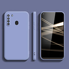 Silikon Hülle Handyhülle Ultra Dünn Flexible Schutzhülle 360 Grad Ganzkörper Tasche YK1 für Samsung Galaxy A21 Lavendel Grau