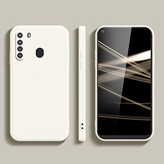 Silikon Hülle Handyhülle Ultra Dünn Flexible Schutzhülle 360 Grad Ganzkörper Tasche YK1 für Samsung Galaxy A21 Weiß