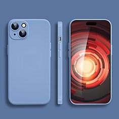 Silikon Hülle Handyhülle Ultra Dünn Flexible Schutzhülle 360 Grad Ganzkörper Tasche YK2 für Apple iPhone 15 Lavendel Grau
