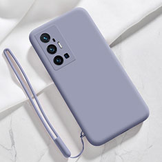 Silikon Hülle Handyhülle Ultra Dünn Flexible Schutzhülle 360 Grad Ganzkörper Tasche YK3 für Vivo X70 Pro+ Plus 5G Lavendel Grau