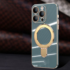 Silikon Hülle Handyhülle Ultra Dünn Flexible Schutzhülle Tasche mit Mag-Safe Magnetic Magnetisch C01 für Apple iPhone 12 Pro Max Lavendel Grau