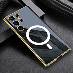 Silikon Hülle Handyhülle Ultra Dünn Flexible Schutzhülle Tasche mit Mag-Safe Magnetic Magnetisch für Samsung Galaxy S23 Ultra 5G Schwarz
