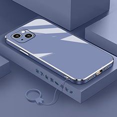 Silikon Hülle Handyhülle Ultra Dünn Flexible Schutzhülle Tasche S03 für Apple iPhone 14 Lavendel Grau
