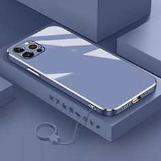 Silikon Hülle Handyhülle Ultra Dünn Flexible Schutzhülle Tasche S03 für Apple iPhone 15 Pro Max Lavendel Grau