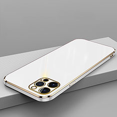 Silikon Hülle Handyhülle Ultra Dünn Flexible Schutzhülle Tasche S04 für Apple iPhone 15 Pro Max Weiß
