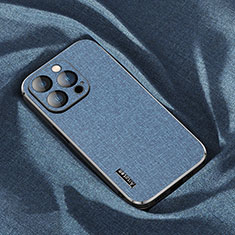 Silikon Hülle Handyhülle Ultra Dünn Flexible Schutzhülle Tasche Stoff AT1 für Apple iPhone 14 Pro Blau
