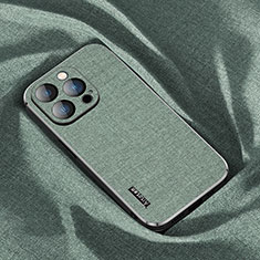 Silikon Hülle Handyhülle Ultra Dünn Flexible Schutzhülle Tasche Stoff AT1 für Apple iPhone 14 Pro Grün