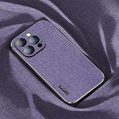 Silikon Hülle Handyhülle Ultra Dünn Flexible Schutzhülle Tasche Stoff AT1 für Apple iPhone 15 Pro Max Violett