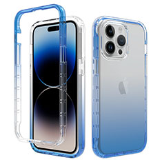 Silikon Hülle Handyhülle Ultra Dünn Flexible Schutzhülle Tasche Transparent Vorder und Rückseite 360 Grad Ganzkörper Farbverlauf für Apple iPhone 13 Pro Blau