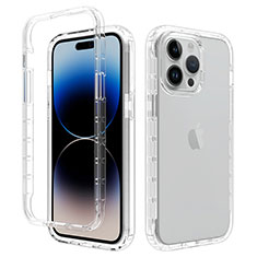 Silikon Hülle Handyhülle Ultra Dünn Flexible Schutzhülle Tasche Transparent Vorder und Rückseite 360 Grad Ganzkörper Farbverlauf für Apple iPhone 14 Pro Max Klar